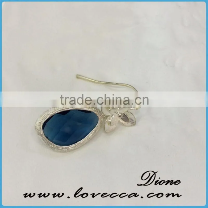 Water Drop Teardrop Shaped Pendant Earrings Teardrop Earrings with Colored Crystal Glass