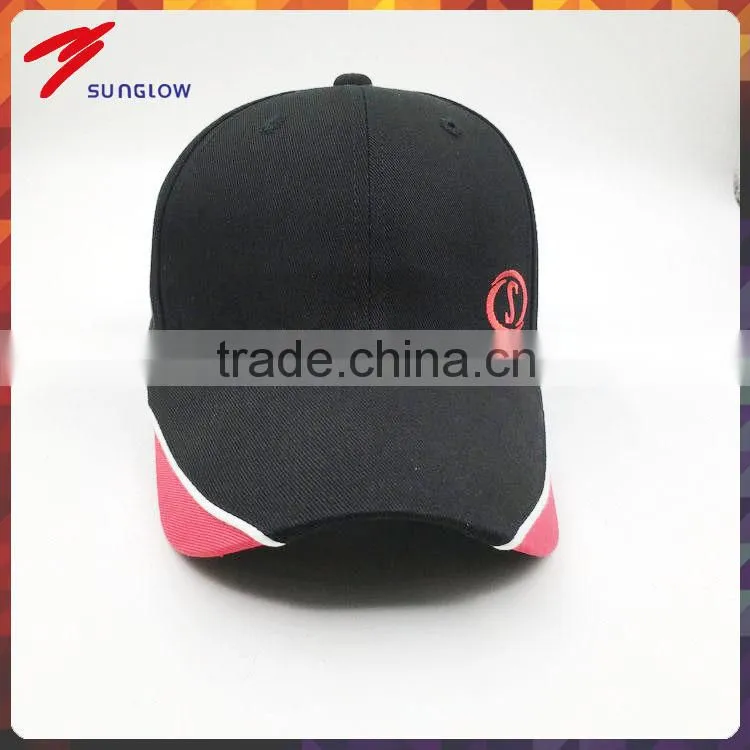 Wholesale custom made 6 panel black cotton twill baseball cap