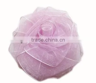 Organza pink rose for perfume bottle decoration