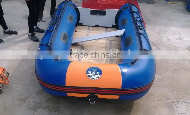 330cm inflatable PVC boat with plywood floor for sports, fishing, rescue and entertainment