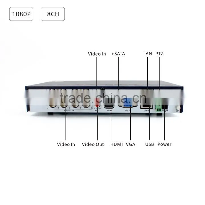H.264 8CH 2MP Onvifi P2P Dual Stream Hybird DVR