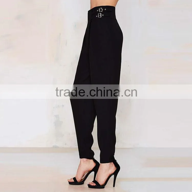 Trade assuarance supplier latest new design fashion high waisted women casual pants