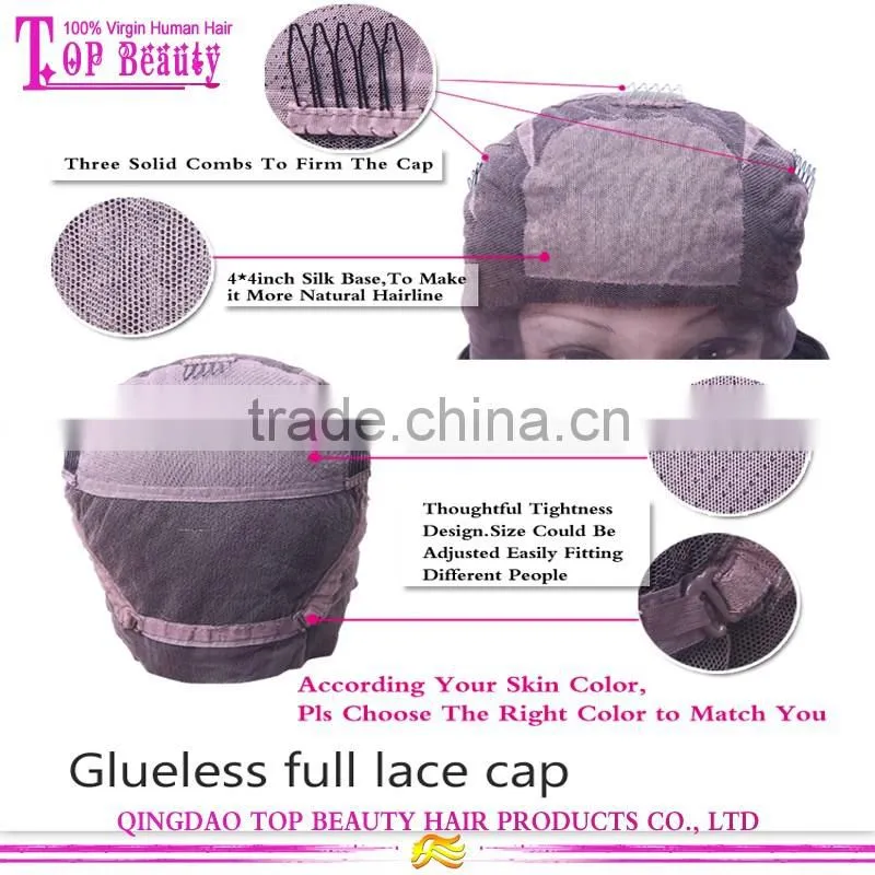Trade Assurance Silk Top 100% Raw Unprocess Remy Virgin Human Hair Full Lace Wigs with Bangs
