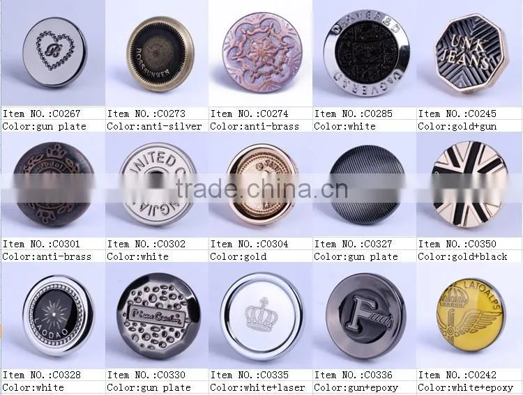 Special concave surface metal button snaps for leather with logo