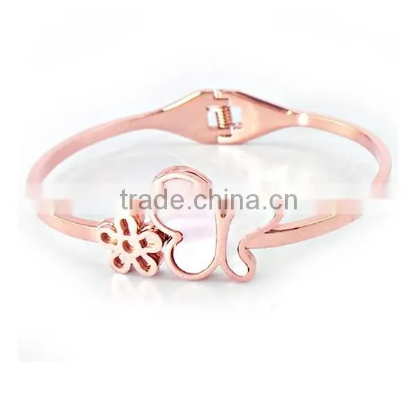 2016 summer elegant bracelet women stainless steel butterfly bangle with rose gold wedding jewelry
