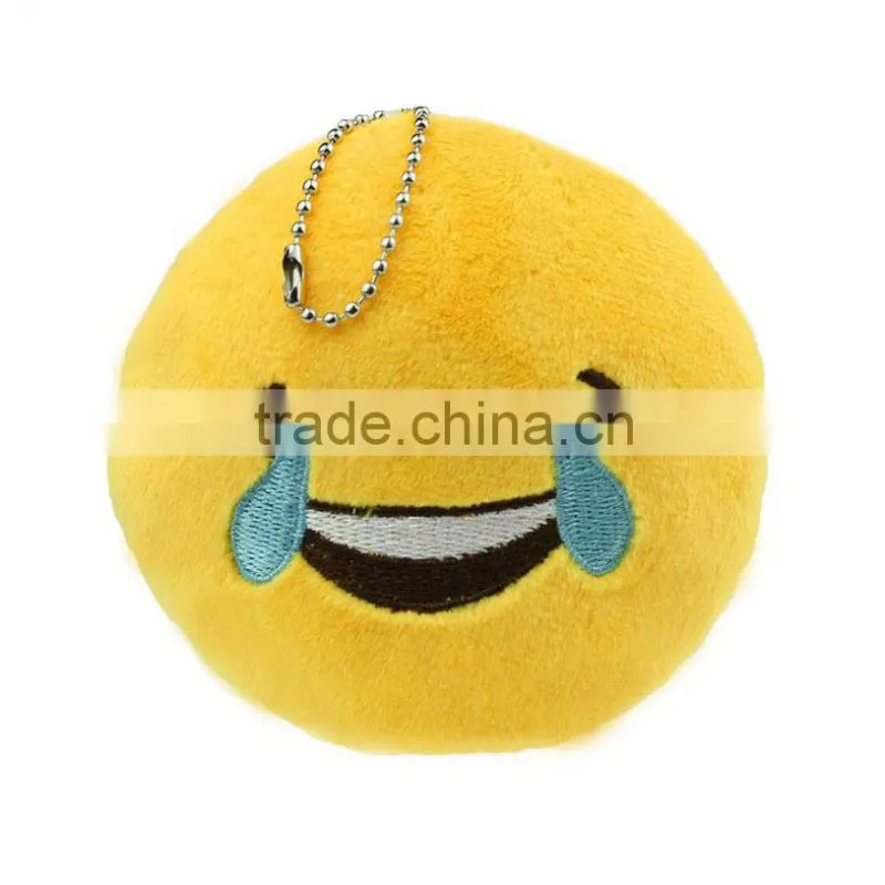 New emoji keychain PP cotton plush custom pendant keychain yellow cushion emoji pendant emoji keychain