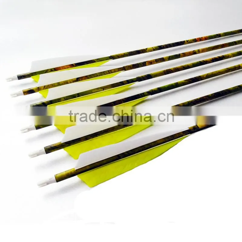 31" Camo carbon turkey feather arrow for compound bow and carbon arrow