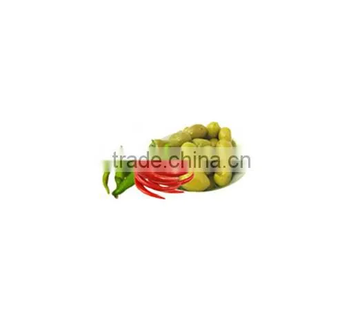 High Quality 100% Tunisian Table Olives,Green Olives with Green Peppers & Cayenne Peppers,Table Olives 370 ml Glass Jar