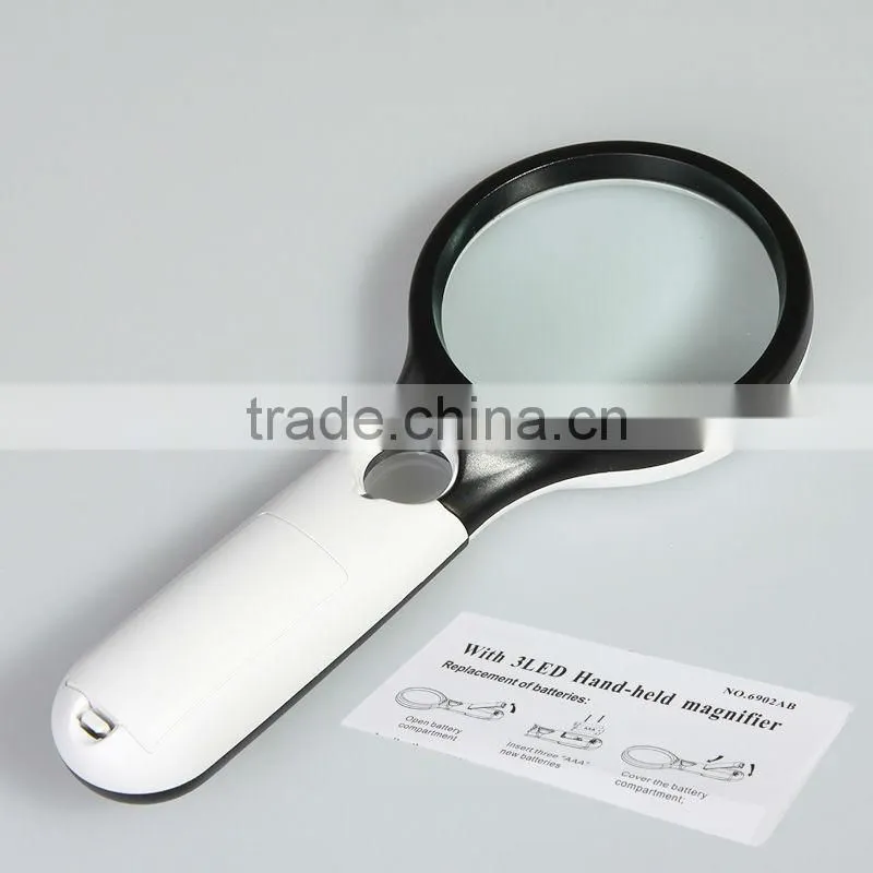 3X 45X LED Handheld Magnifier Magnifying Glass Lens Jewelry Loupe 2 Lights
