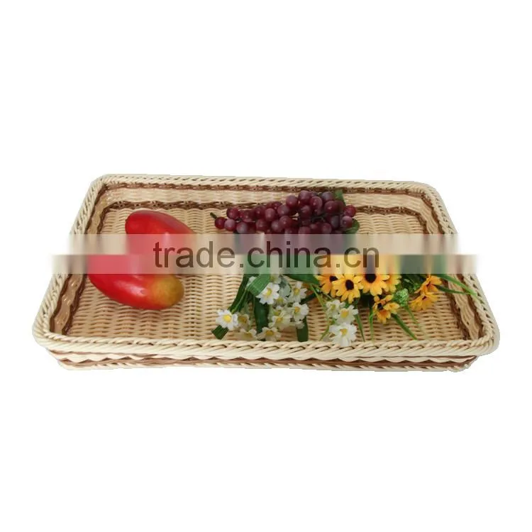 Environmently Supermarket plastic synthetic rattan fruit display tray