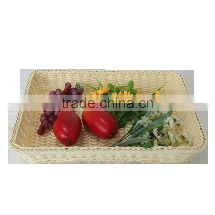Rectangular rattan woven table storage baskets for food display