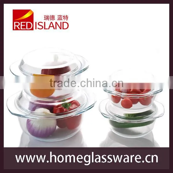 2L transparent tempered glass bowl set for microwave oven