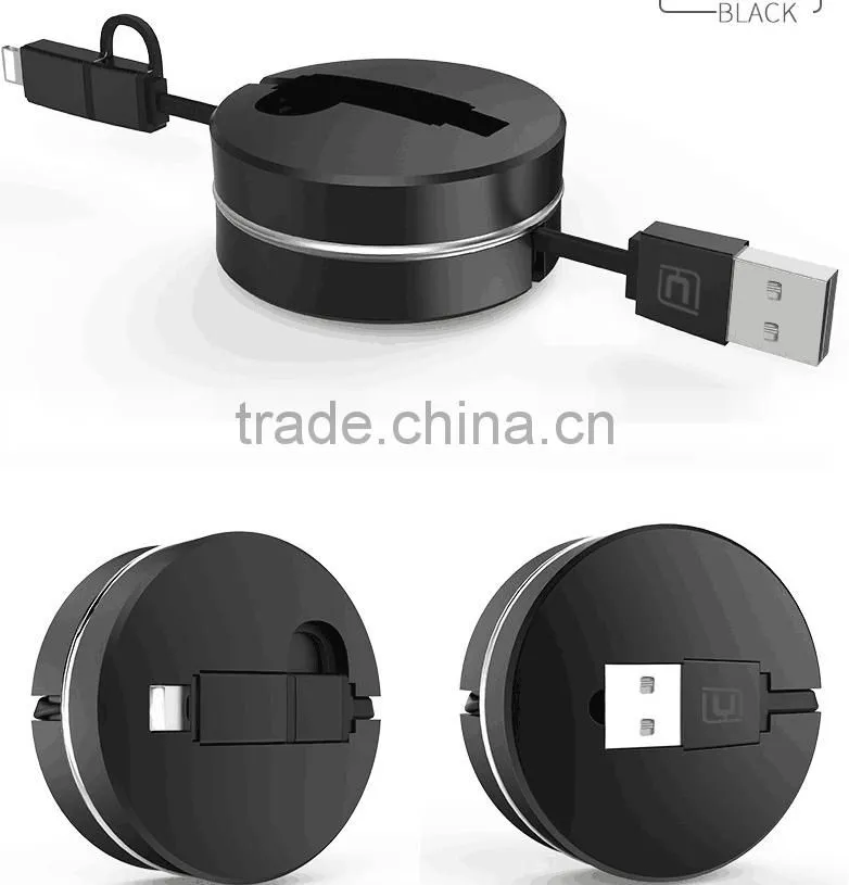 Hot Sale Hidden USB Data Cable Dual Universal Flexible USB Charging Cable For Iphone 5s/6/6s And Android Mobile Phones