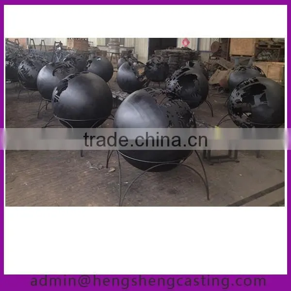 Large Spherical Outdoor Decorated steel firepit sphere