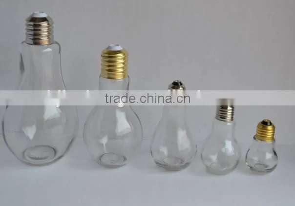 mini bulb shape glass mason jar orange juice jar with straw