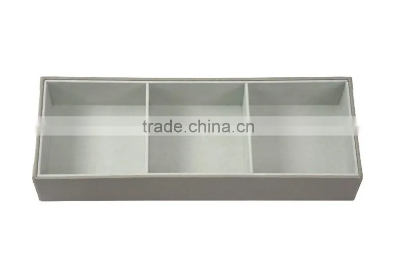 Classical 3 Compartment Faux Leather Jewelry Box With Flocking Inside