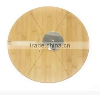 pizza cutting board, round pizza cutting board, round bamboo cutting board with handle