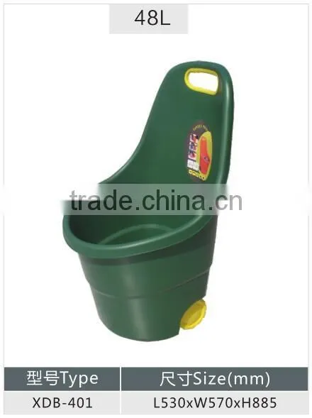 Plastic outdoor garden cart hand trolley 80 liter with two wheels