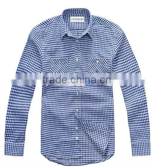 Mens stock flannel shirts cheap checks/plaids long sleeve two pockets flannel shirts