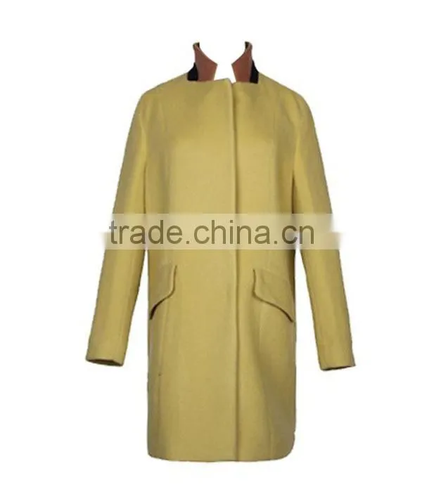 Coats manufacturer trendy design high collar long sleeve cotton clothes for woman