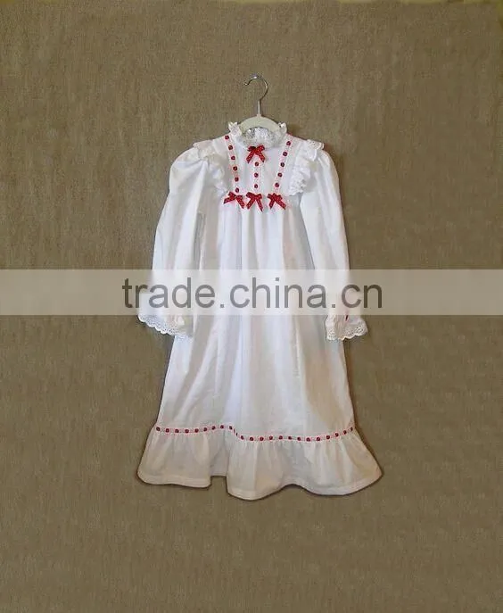 Girls Christmas Nightgrown Baby Kids White Elegant Dress