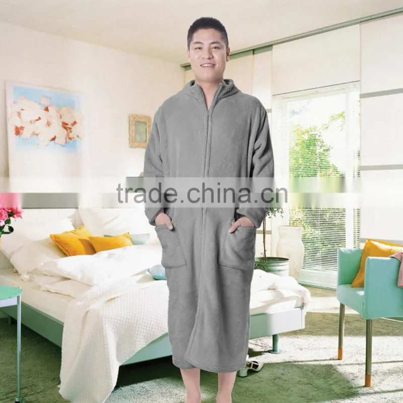 wholesale coral fleece plush luxury bath robe for men