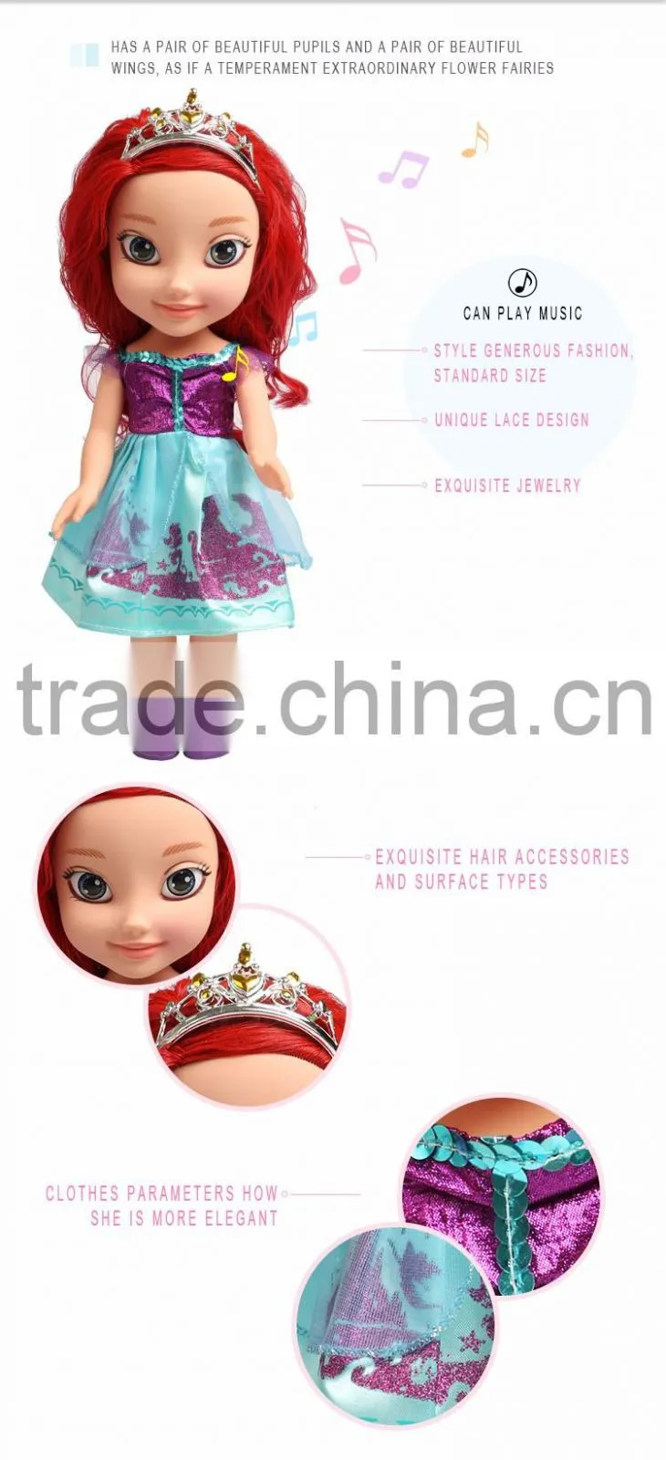High quality custom 16 inch disny fairy princess barbiee doll