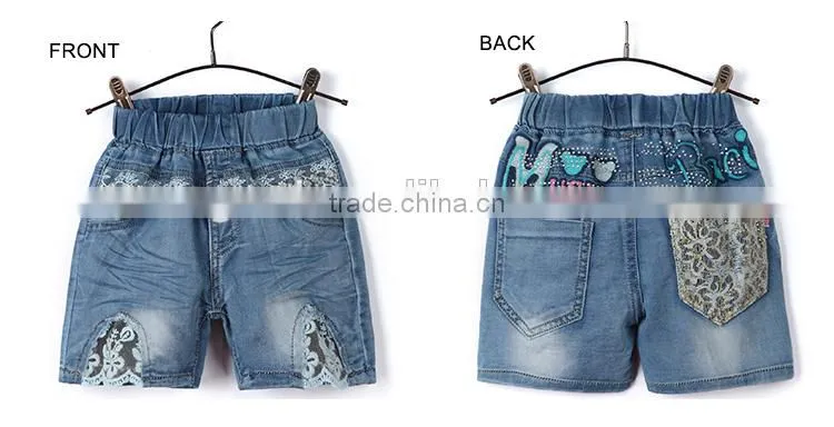 Most fashion super soft elastic waisrband strentch printed lace up jeans for kids