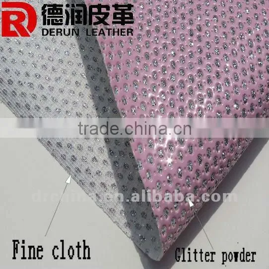 2013 fashion DERUN punching glitter leather fabric for bags