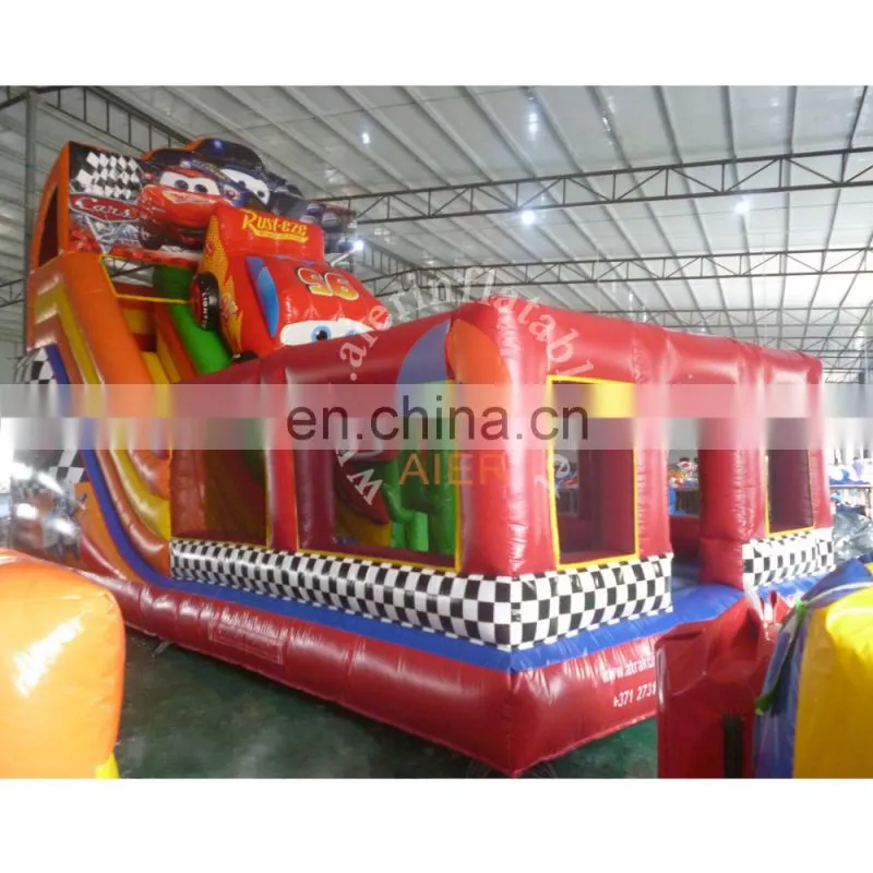 2017 new giant inflatable slide/ inflatable dry slide with castle / red car slide for adult