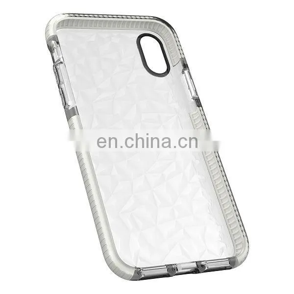 Diamond Pattern Lightweight Anti Drop Soft TPU + TPE Buffer Bar Back Cover Case for iPhone X
