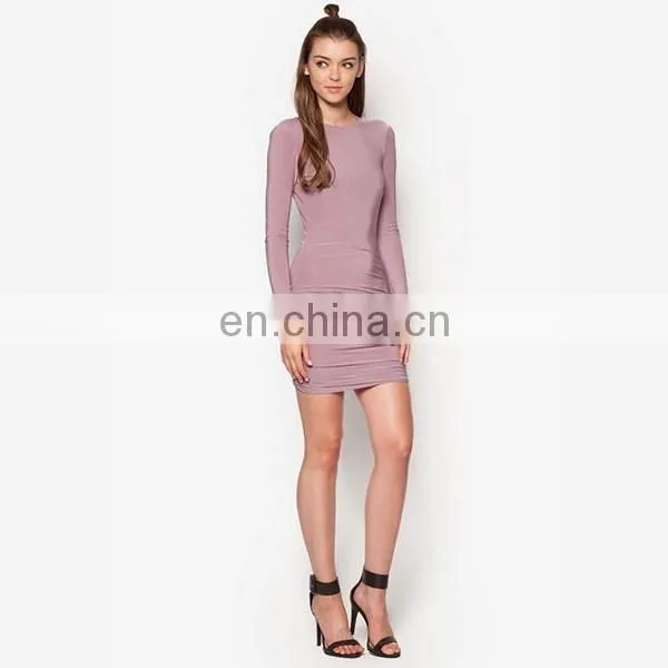 Latest Sexy Women Wear Fashion Dress Slinky Drape Back Ruched Bodycon Dress