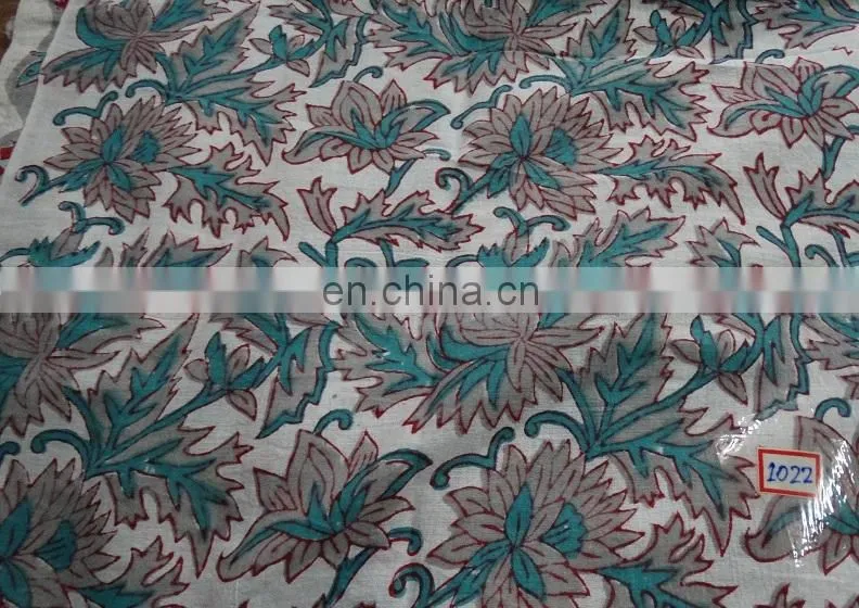 Vhb 06 Beautiful Leaf pattern Blue Cotton Indigo Dabu Hand Block Cotton fabric Manufacturer from Jaipur