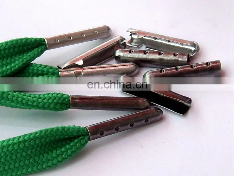 Customized engraved logo shoelace tips gold/silver/gun metal/red bullet crimp string aglet