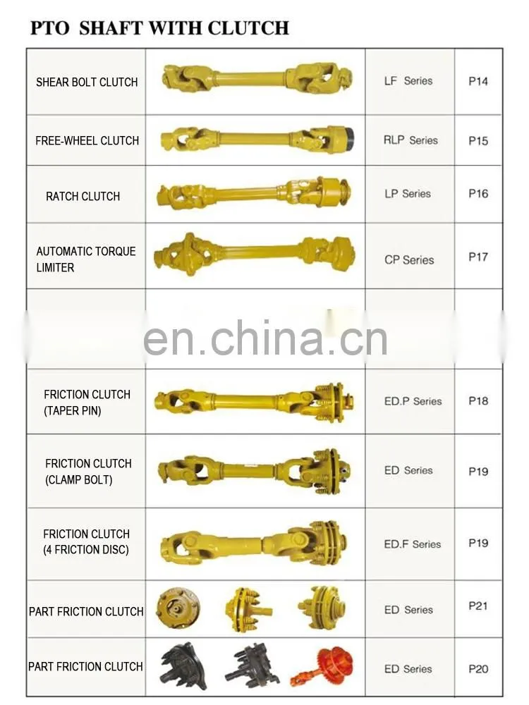 Farm Tractor With Friction Clutch Standard Spline PTO Drive Shaft