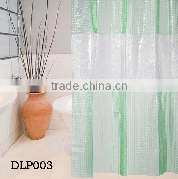 3d EVA extra long double swag shower curtain with hookless