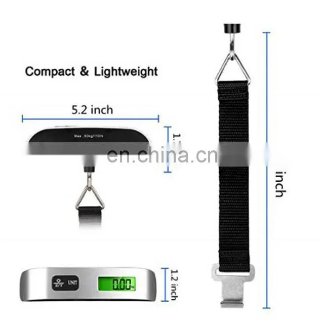 LCD Display Electronic Travel Hanging 50kg Weighting Portable Digital Luggage Scale