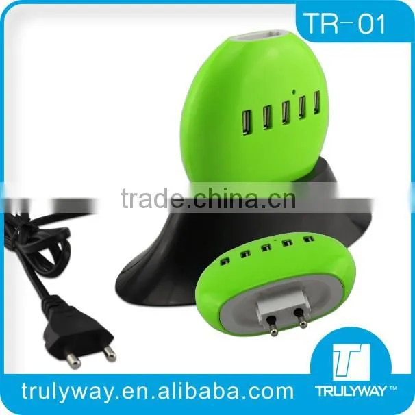 Trulyway 5V/8A 40W 6-USB Port creative design desktop USB charger universal for most tablet, smart phone etc