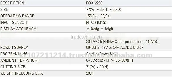 TEMPERATURE CONTROLLER - FOX-2208