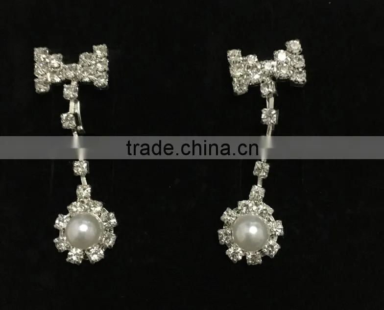 New Arrivals wedding Silver bowknot Crystal Bridal Choker Necklace Earring Jewelry Set