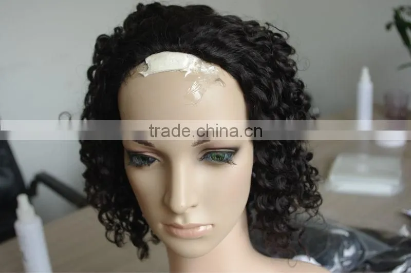 wholesale price brown curly human hair half wig