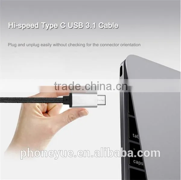 new design colorful nylon braided usb 3.1 type-c cable for type c devices