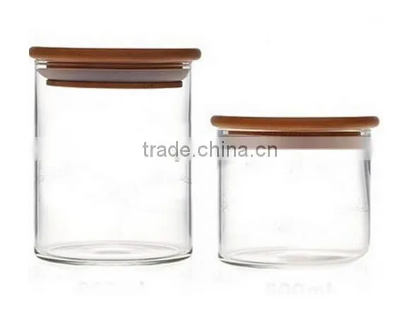 Coarse cereals glass jar for wholesale wood cap stopper