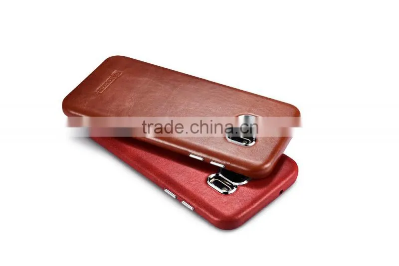 Original Icarer Vintage Series High Quality Real Leather Rubber Back Case for Samsung S7 edge MT-5682