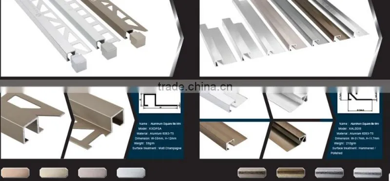 2016 hot sale flexible chrome round aluminum ceramic edge tile trim