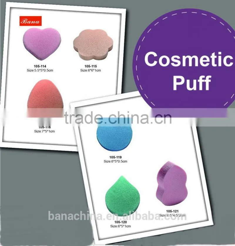 Flocking powder puff with ribbon