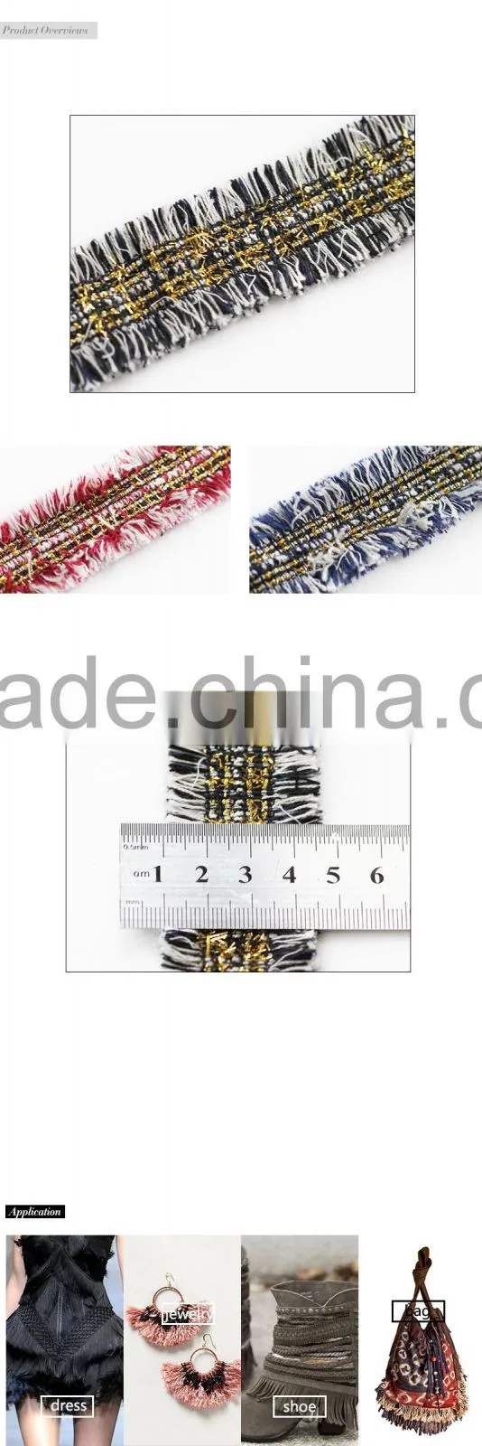Korean style mix color fringe trim with cheapest price