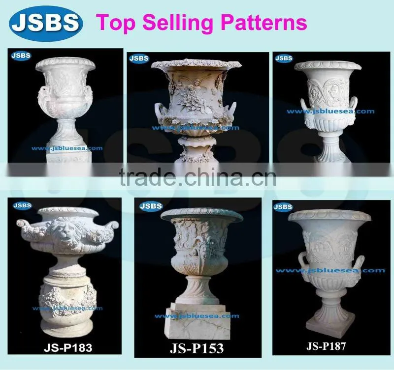 red natural marble carved garden decorative flower pot