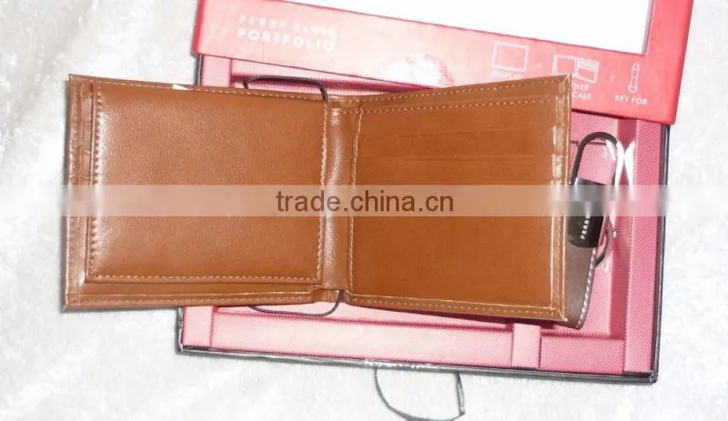 Best promotion gift set high quality leather wallet &keychain for men