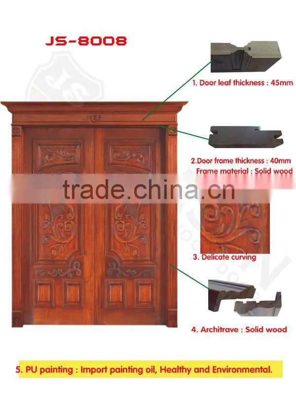 Luxury Teak double wood room door design for villas